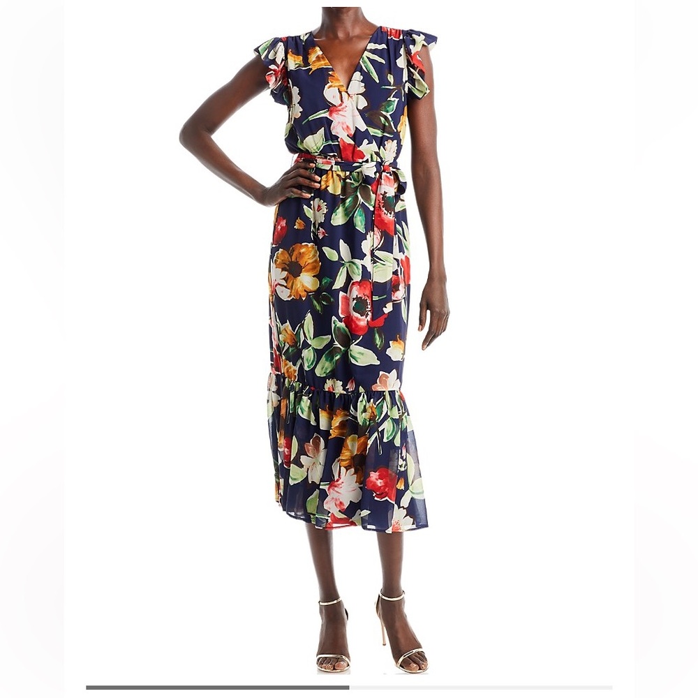 Sam Edelman Picasso V Neck Midi Dress Size 8